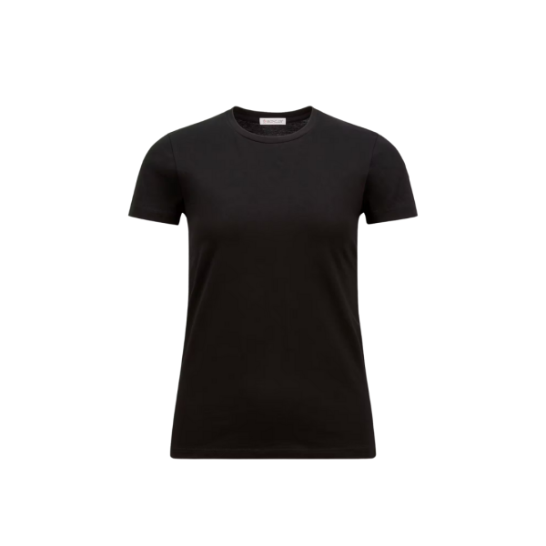 T-shirt col rond MONCLER cintré coton jersey noir logo