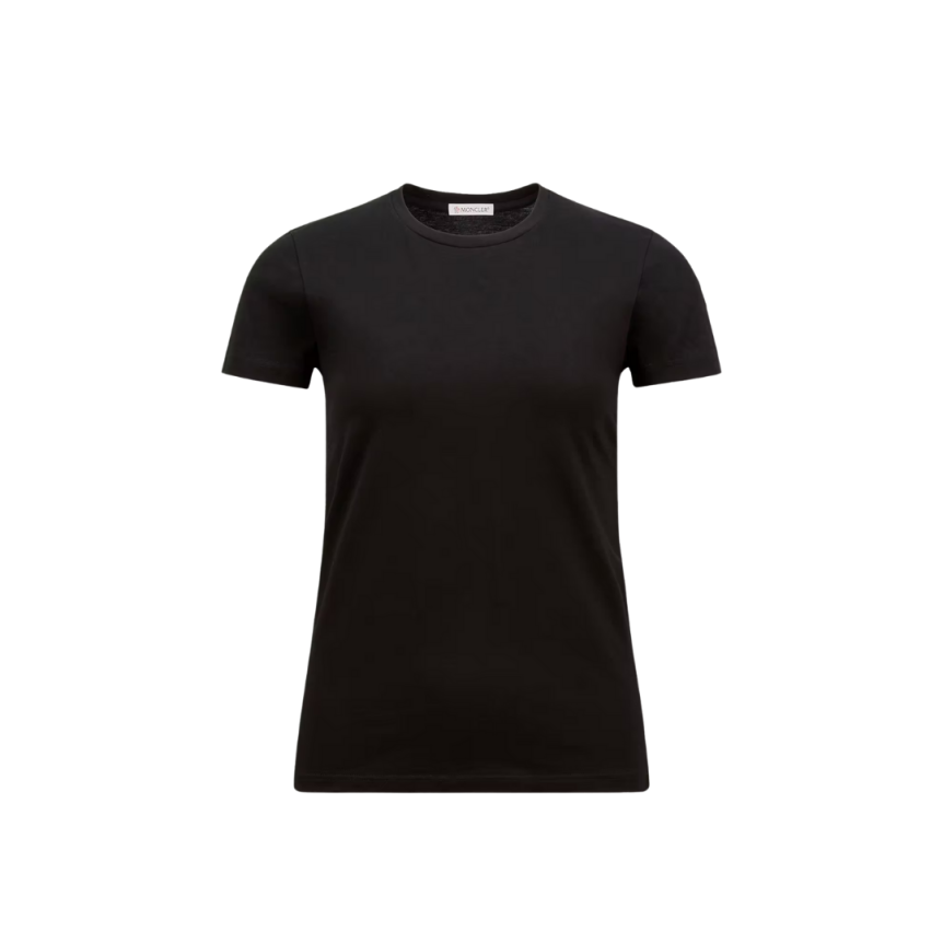 T-shirt col rond MONCLER cintré coton jersey noir logo
