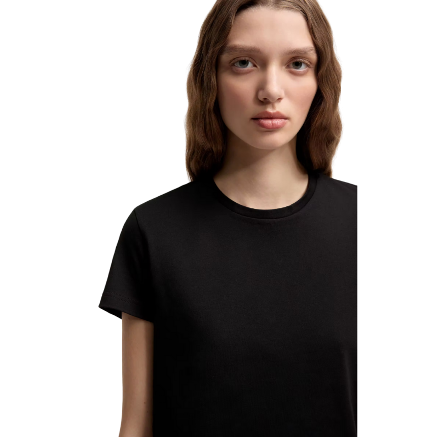 T-shirt col rond MONCLER cintré coton jersey noir logo