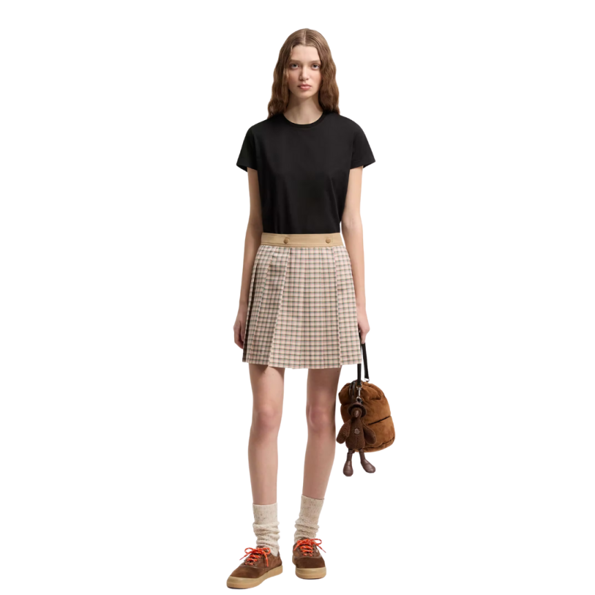 T-shirt col rond MONCLER cintré coton jersey noir logo