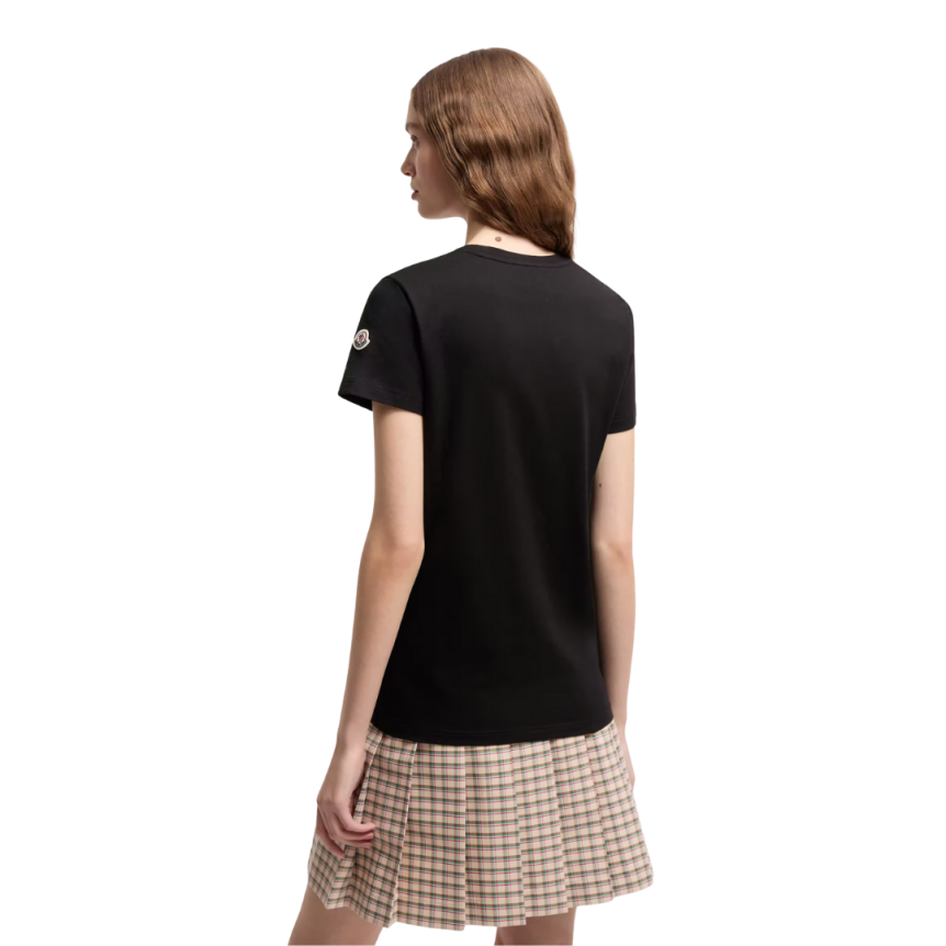 T-shirt col rond MONCLER cintré coton jersey noir logo