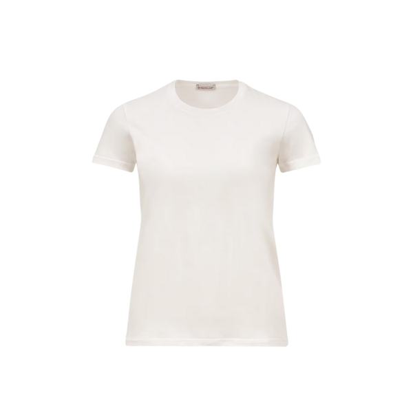 T-shirt col rond MONCLER cintré coton jersey blanc logo
