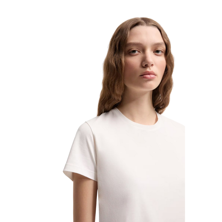 T-shirt col rond MONCLER cintré coton jersey blanc logo