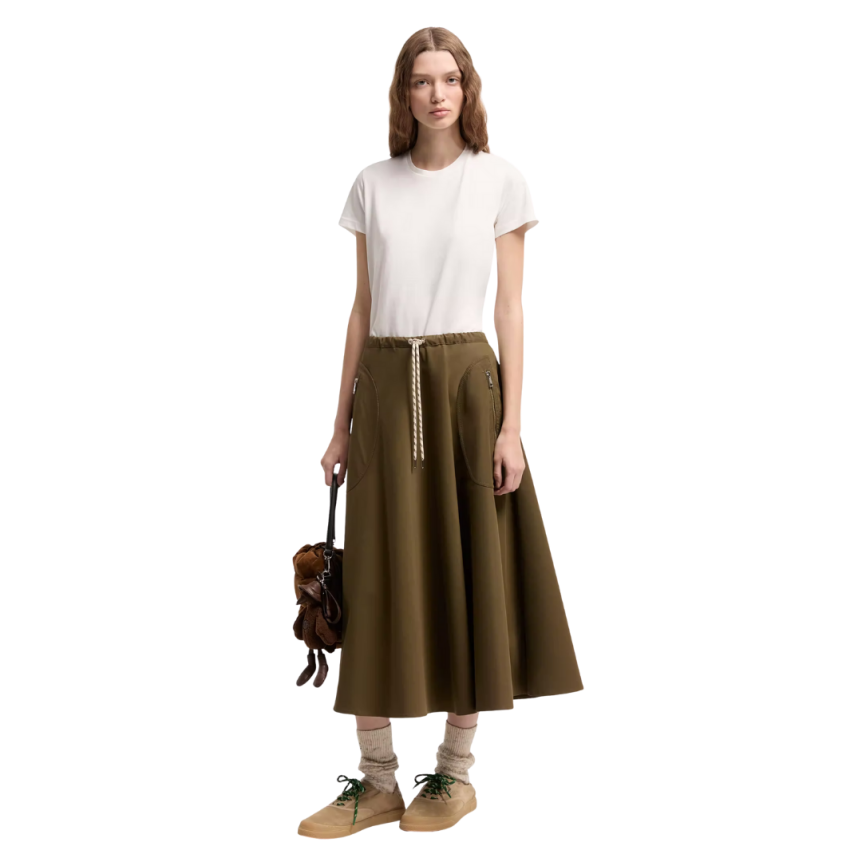 T-shirt col rond MONCLER cintré coton jersey blanc logo