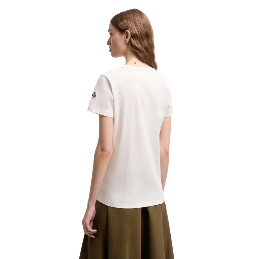 T-shirt col rond MONCLER cintré coton jersey blanc logo