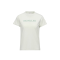 T-shirt col rond coton vert d'eau broderie logo écriture ton sur ton