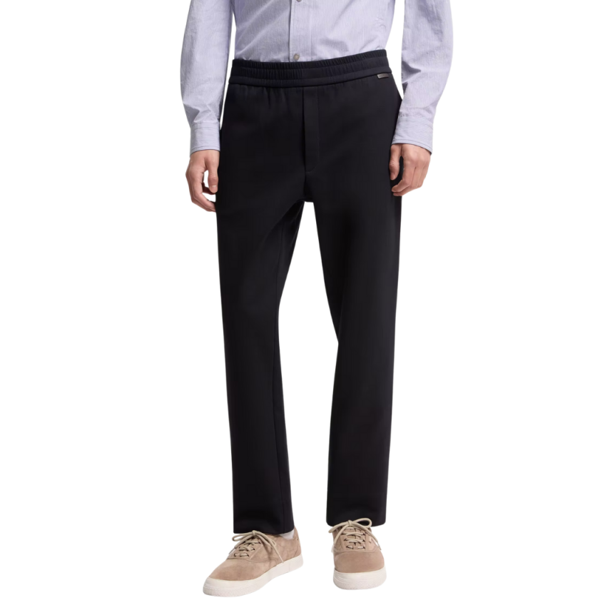 Pantalon de survêtement MONCLER coton mélangé bleu marine logo cuir