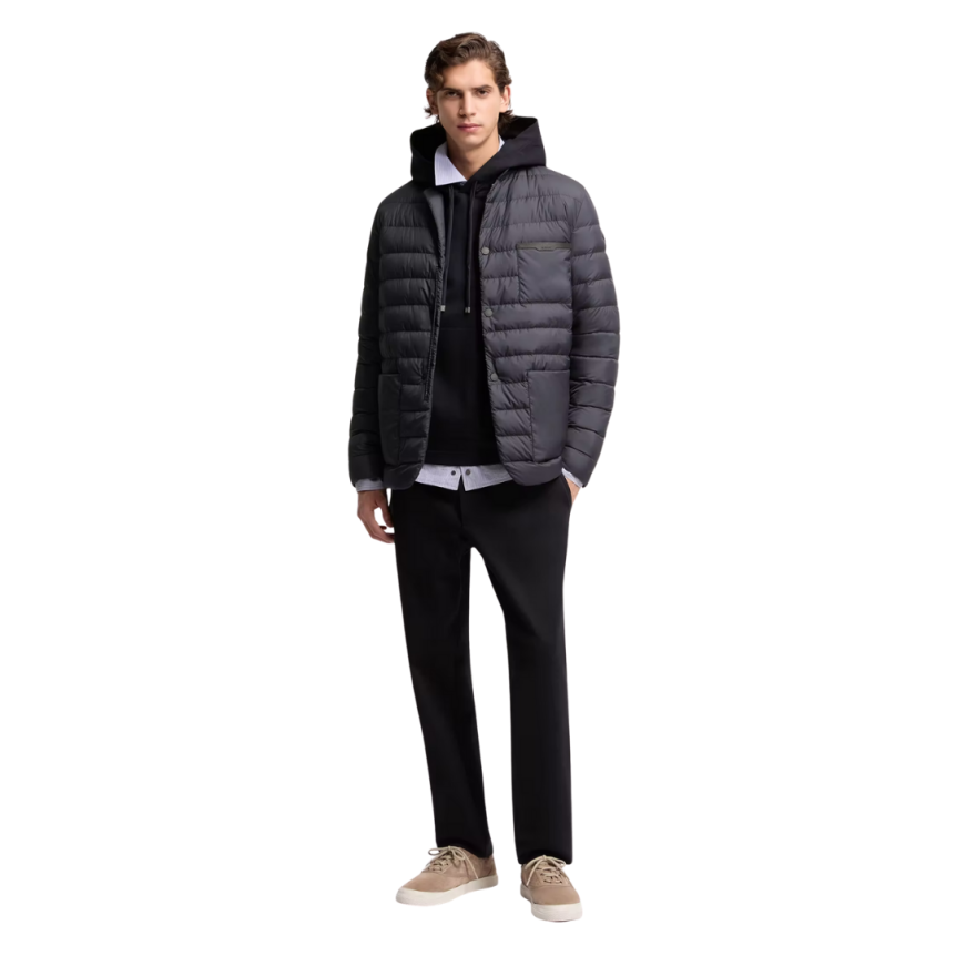 Pantalon de survêtement MONCLER coton mélangé bleu marine logo cuir