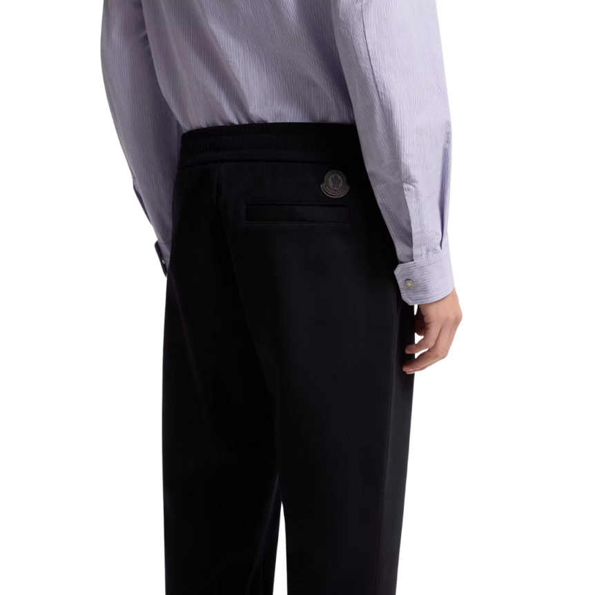 Pantalon de survêtement MONCLER coton mélangé bleu marine logo cuir