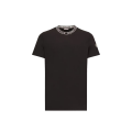 T-shirt coton noir à finitions logo Moncler blanc col