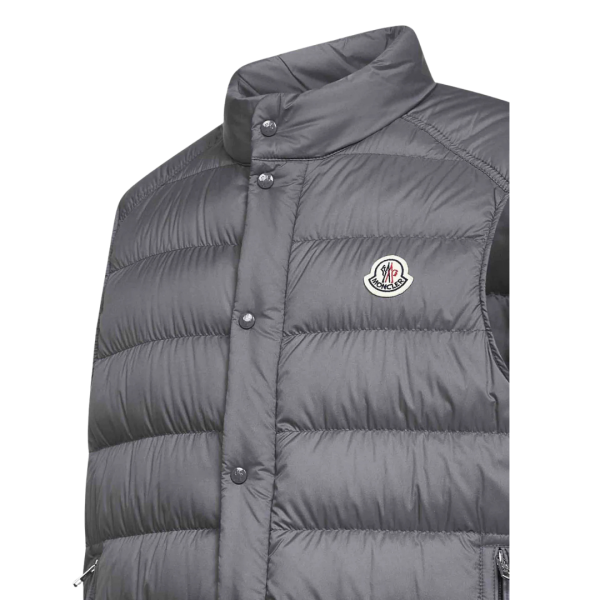 Doudoune sans manches gilet MONCLER Barthe nylon matelassé gris