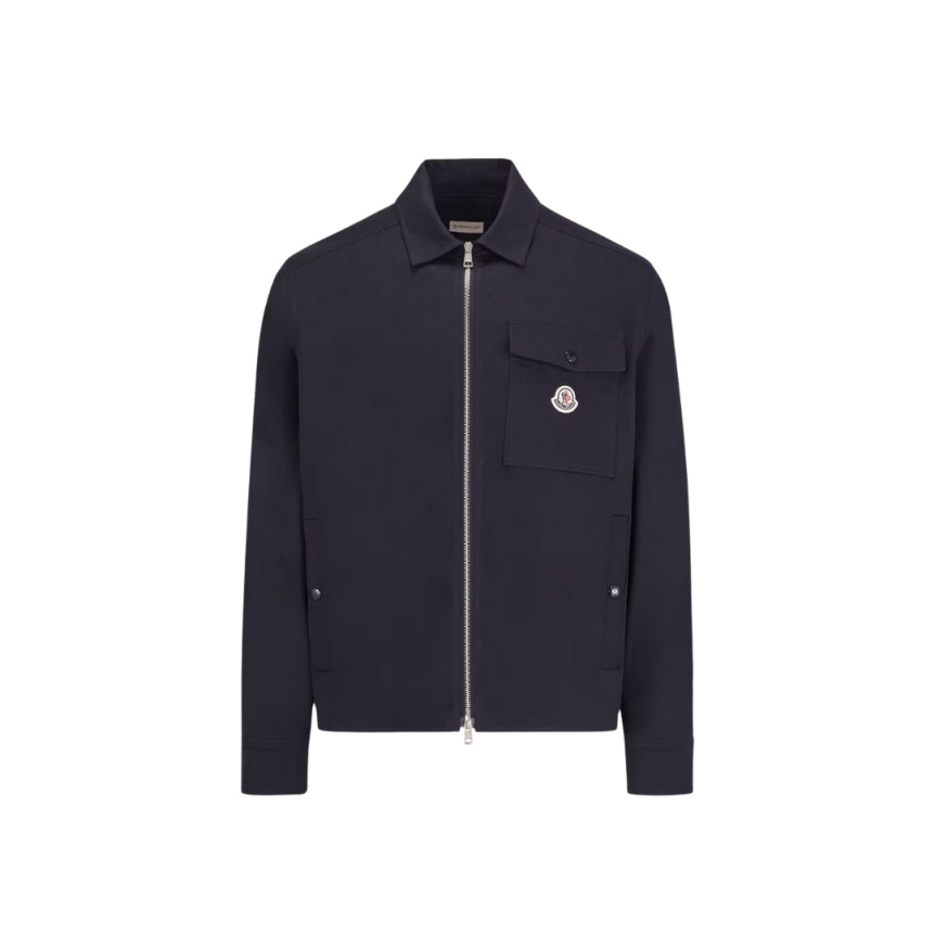 Surchemise MONCLER zippée en gabardine de coton mélangé bleu marine