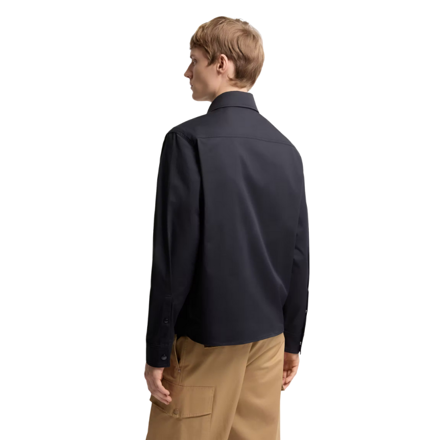 Surchemise MONCLER zippée en gabardine de coton mélangé bleu marine