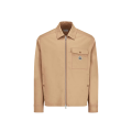Surchemise zippée en gabardine de coton mélangé beige