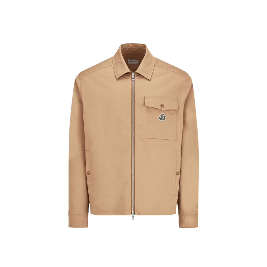 Surchemise zippée MONCLER en gabardine de coton mélangé beige