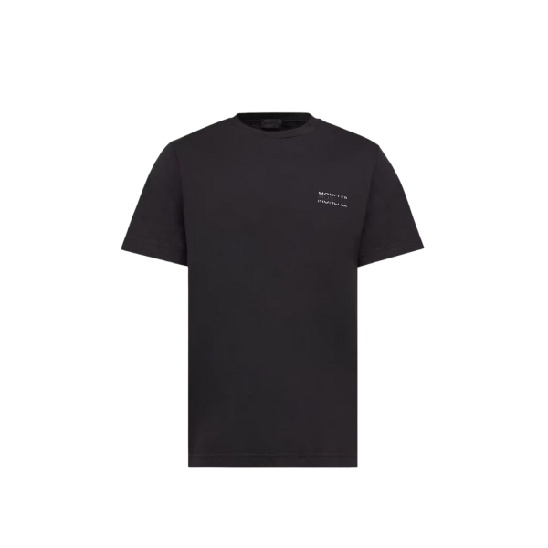T-shirt MONCLER en jersey de coton noir à logo imprimé patch noir mat