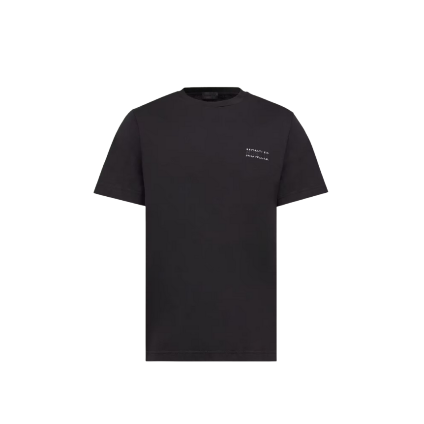 T-shirt MONCLER en jersey de coton noir à logo imprimé patch noir mat