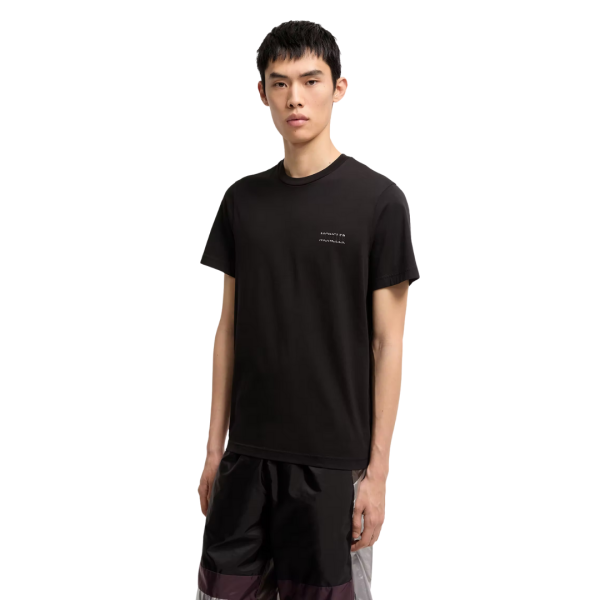 T-shirt MONCLER en jersey de coton noir à logo imprimé patch noir mat