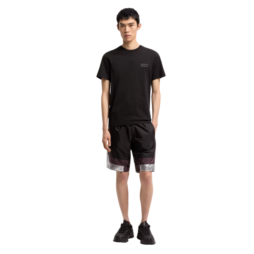 T-shirt MONCLER en jersey de coton noir à logo imprimé patch noir mat