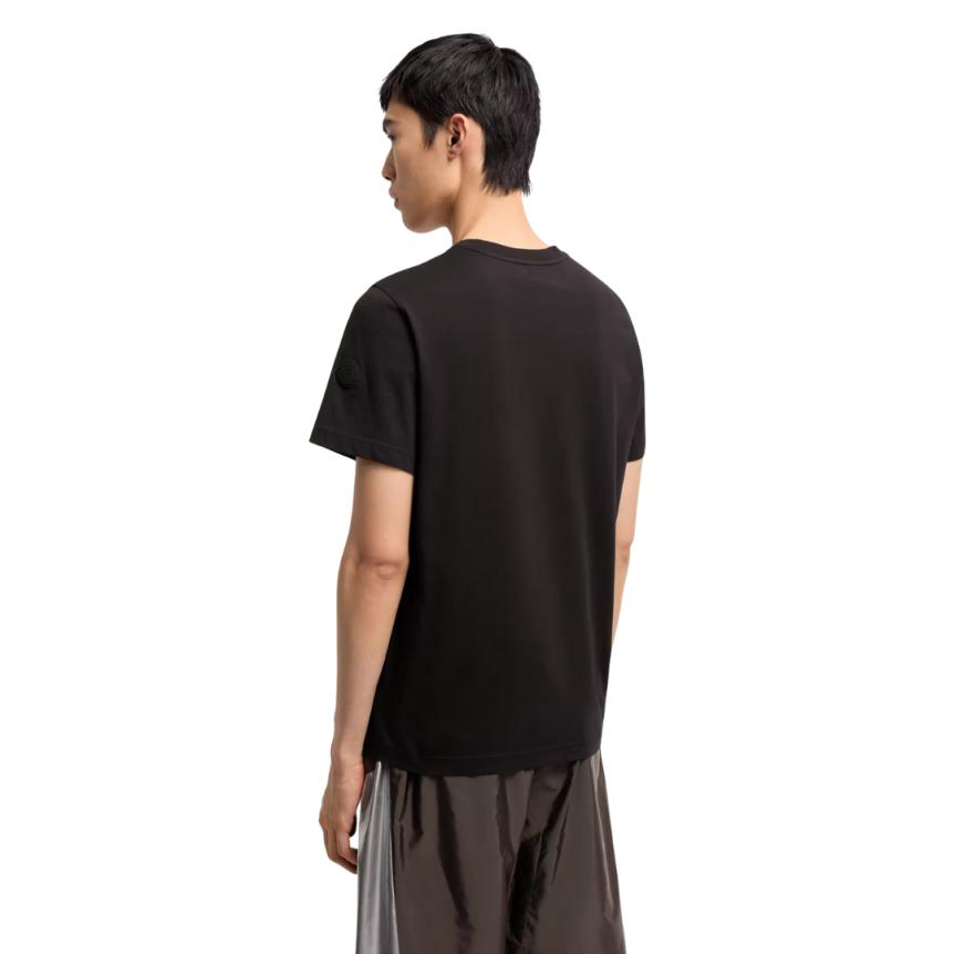 T-shirt MONCLER en jersey de coton noir à logo imprimé patch noir mat