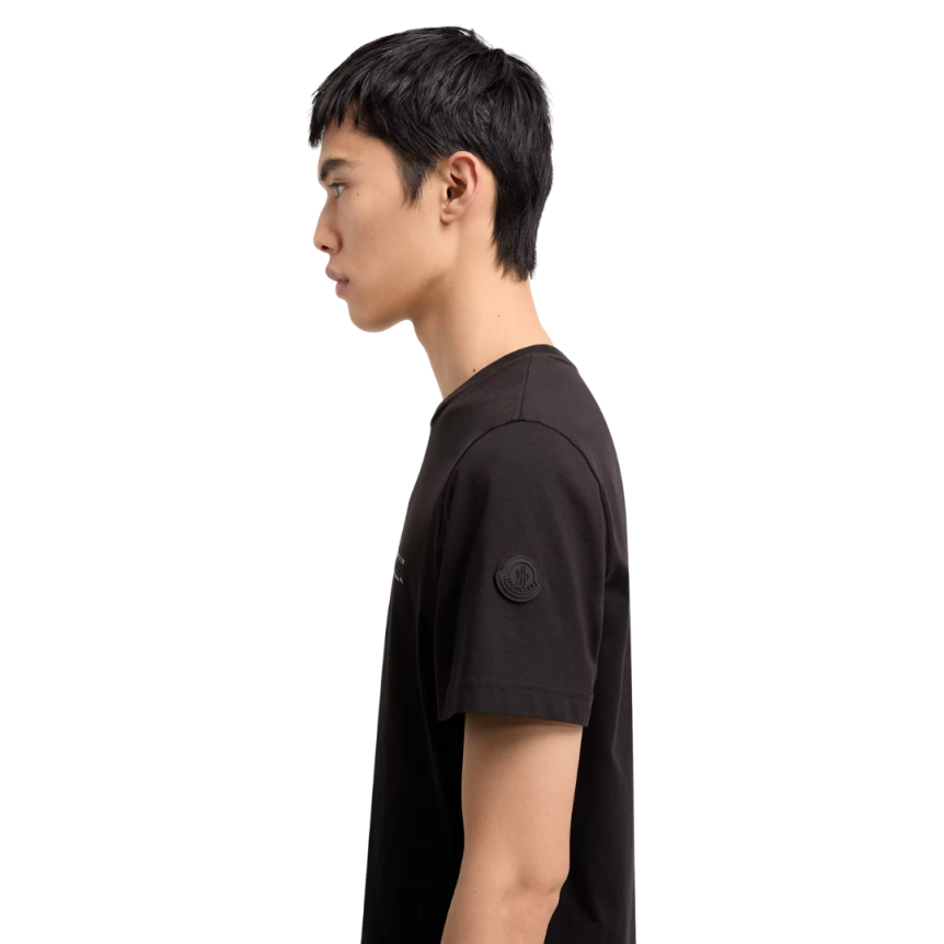 T-shirt MONCLER en jersey de coton noir à logo imprimé patch noir mat