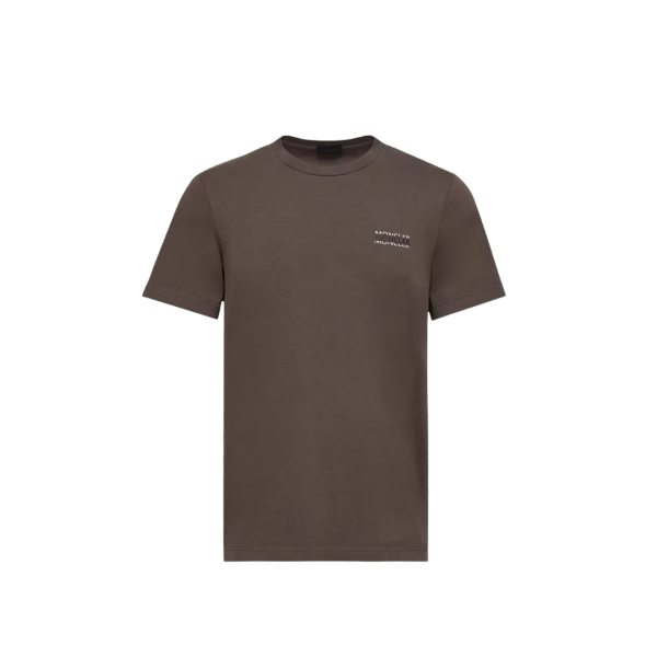 T-shirt MONCLER en jersey de coton marron chocolat à logo imprimé patch noir mat