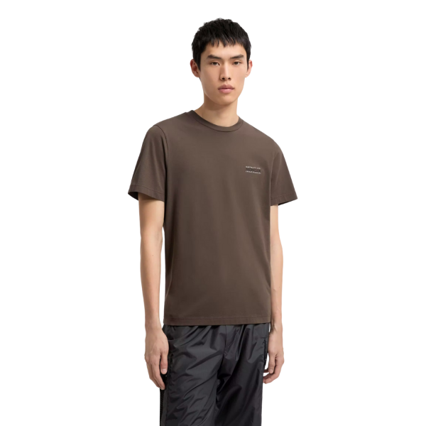 T-shirt MONCLER en jersey de coton marron chocolat à logo imprimé patch noir mat