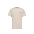 T-shirt en jersey de coton beige à logo imprimé patch noir mat