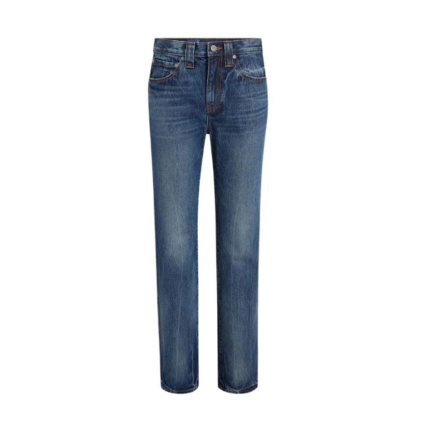 Jean droit KHAITE Farley denim coton bleu taille mi haute