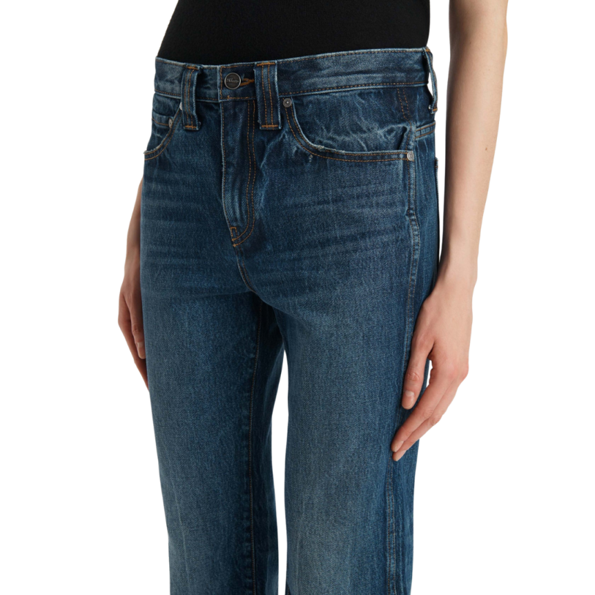 Jean droit KHAITE Farley denim coton bleu taille mi haute