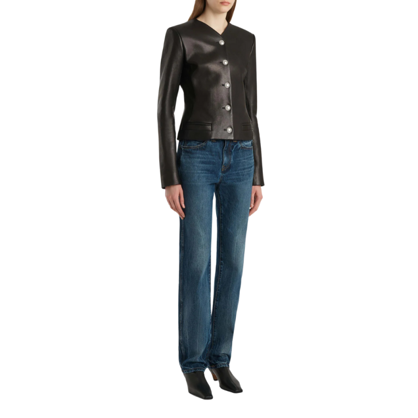 Jean droit KHAITE Farley denim coton bleu taille mi haute