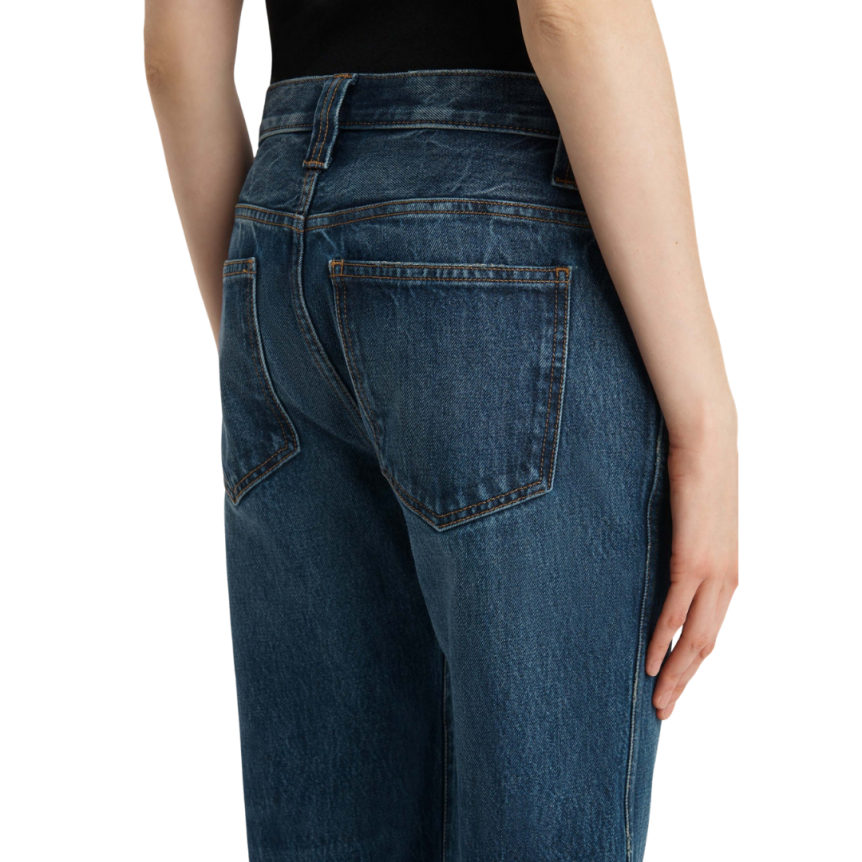 Jean droit KHAITE Farley denim coton bleu taille mi haute