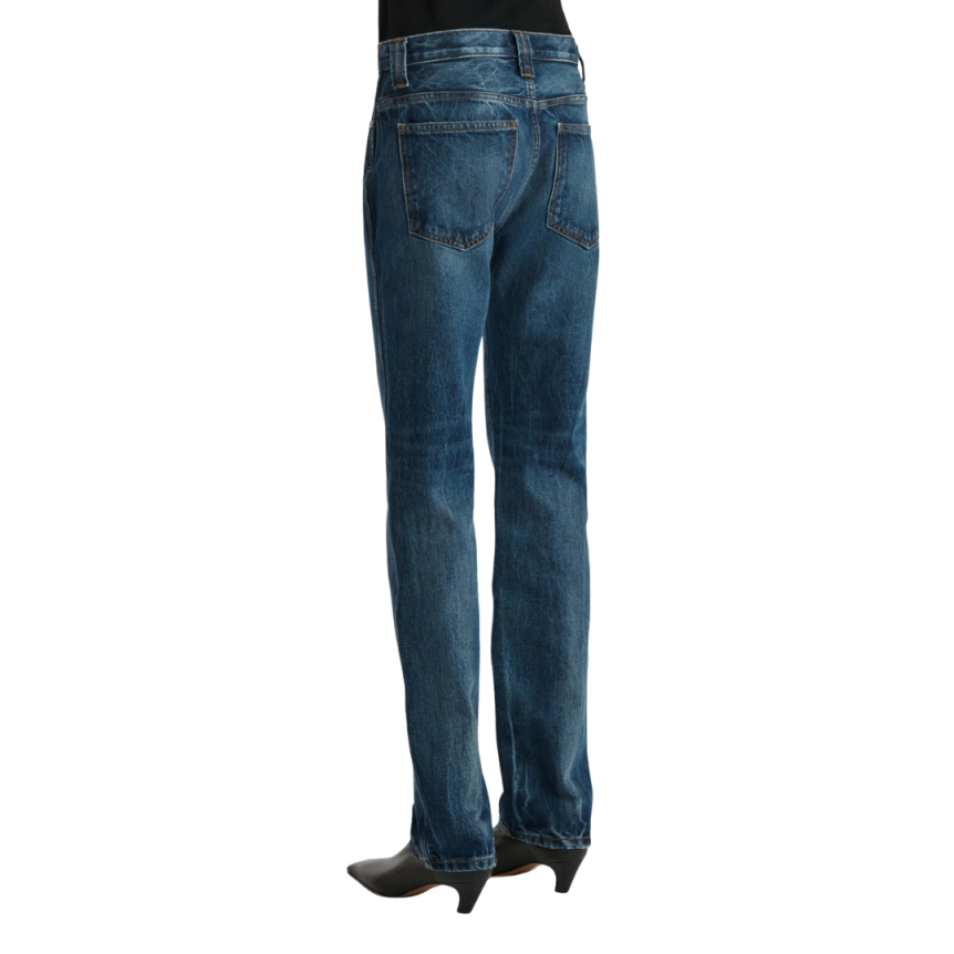 Jean droit KHAITE Farley denim coton bleu taille mi haute