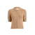 Cardigan ajusté Nora en jersey de cachemire camel bord côtelé