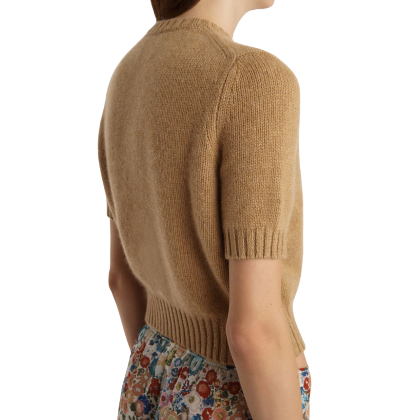 Cardigan ajusté KHAITE Nora en jersey de cachemire camel bord côtelé