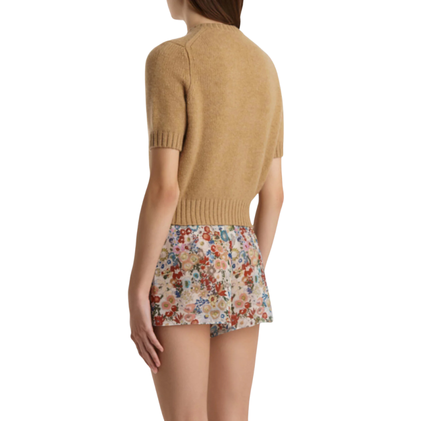 Cardigan ajusté KHAITE Nora en jersey de cachemire camel bord côtelé