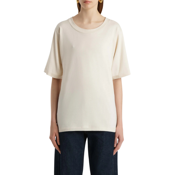 T-shirt manche courte KHAITE Allen col rond coton écru