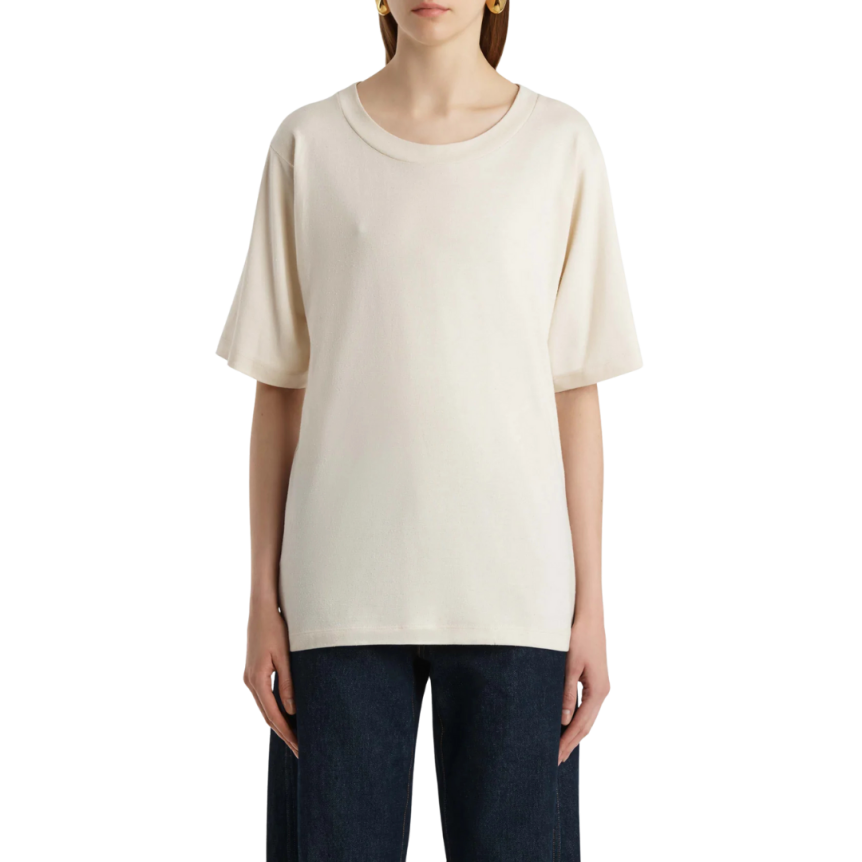 T-shirt manche courte KHAITE Allen col rond coton écru