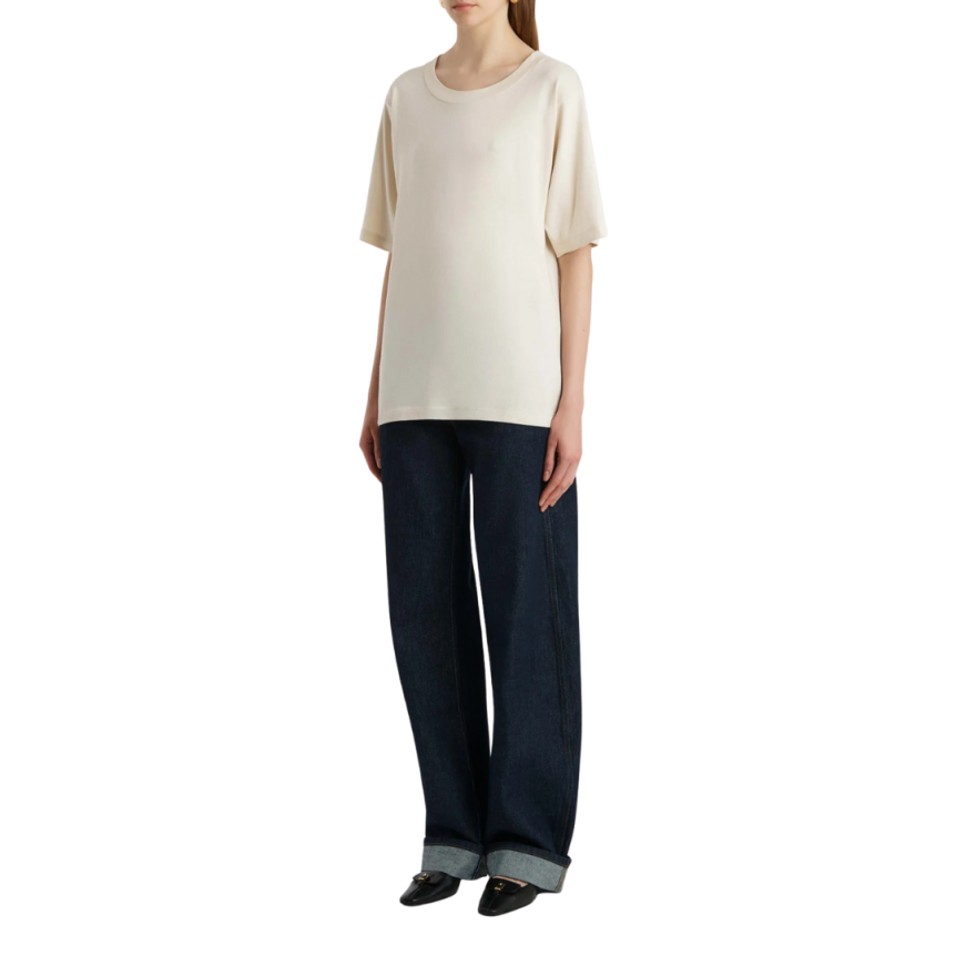 T-shirt manche courte KHAITE Allen col rond coton écru