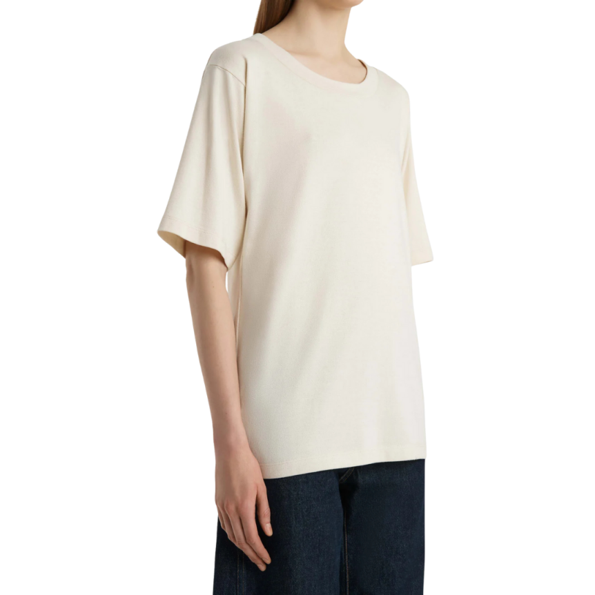 T-shirt manche courte KHAITE Allen col rond coton écru