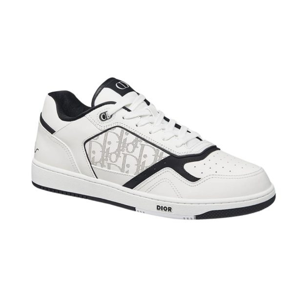 Basket Sneaker B27 Uptown basse cuir veau lisse blanc et noir et cuir Dior Oblique Galaxy blanc