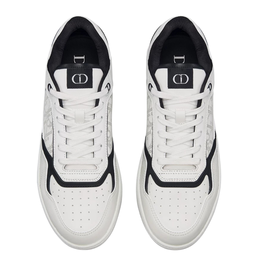 Basket Sneaker B27 Uptown basse cuir veau lisse blanc et noir et cuir Dior Oblique Galaxy blanc