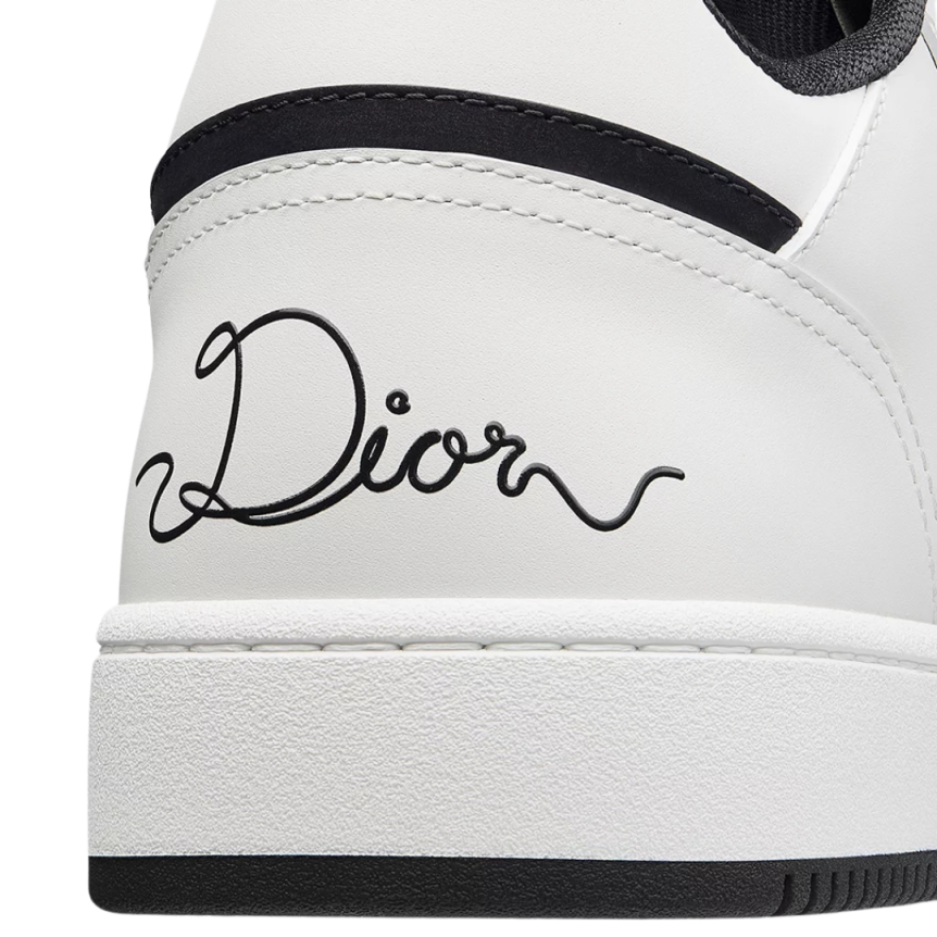 Basket Sneaker B27 Uptown basse cuir veau lisse blanc et noir et cuir Dior Oblique Galaxy blanc