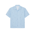 Chemise manche courte relax twill coton bleu ciel rayure crocodile Lacoste