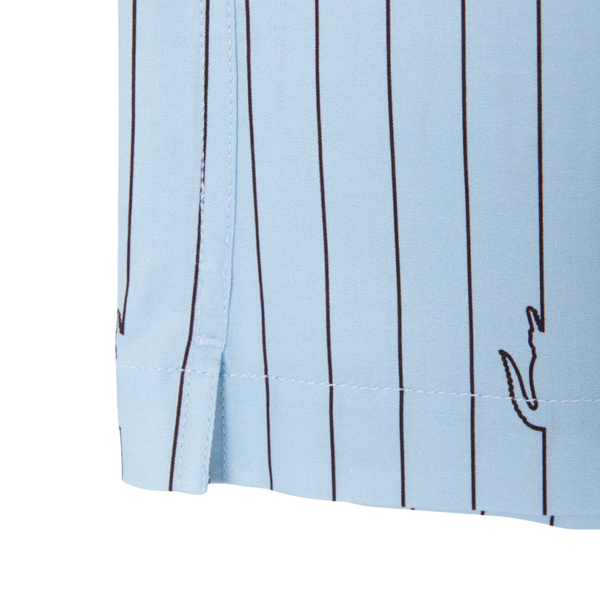 Chemise manche courte LACOSTE relax twill coton bleu ciel rayure crocodile Lacoste