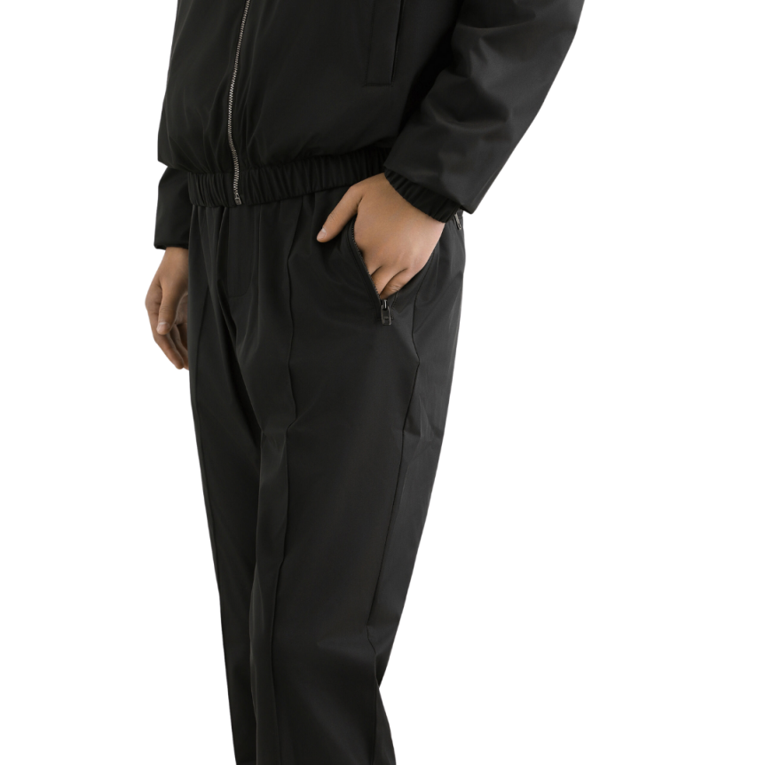 Pantalon de jogging DOLCE & GABBANA nylon léger noir cordon taille plaque logo