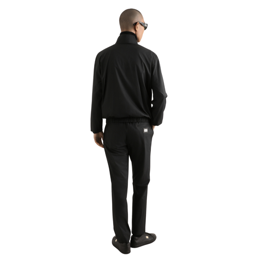 Pantalon de jogging DOLCE & GABBANA nylon léger noir cordon taille plaque logo