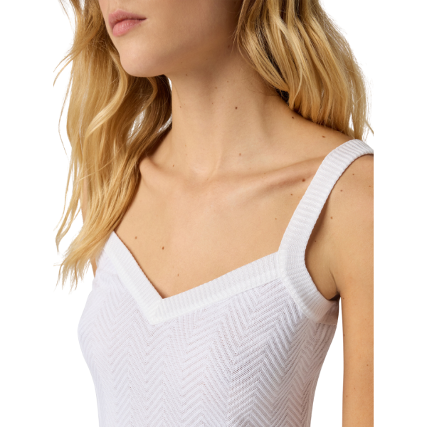 Top Débardeur MISSONI Twin set bretelle coton viscose zigzag blanc
