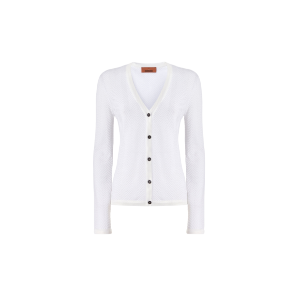 Cardigan bouton MISSONI coton viscose zigzag blanc