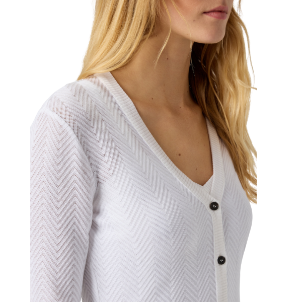 Cardigan bouton MISSONI coton viscose zigzag blanc